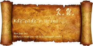 Káplár Uriel névjegykártya